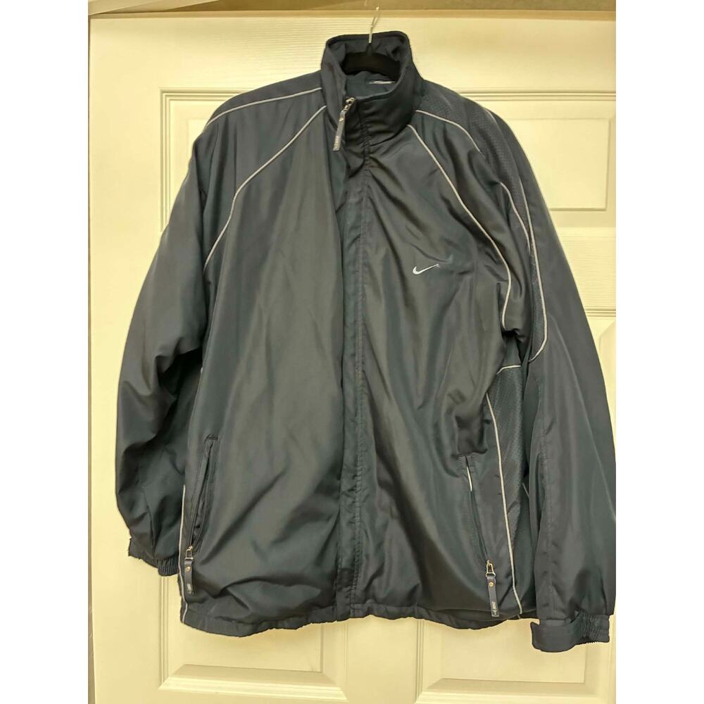Nike Mens XL Black Fleece Line Windbreaker Jacket Full Zip Swoosh Running‎